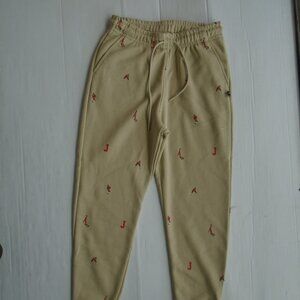 Jordan MJ Allover Prints Mens Fleece Jogger Size M Beige